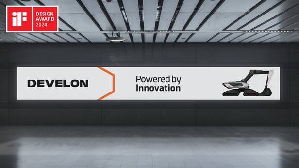 디벨론 브랜드 아이덴티티가 적용된 광고배너 /HD현대사이트솔루션 제공