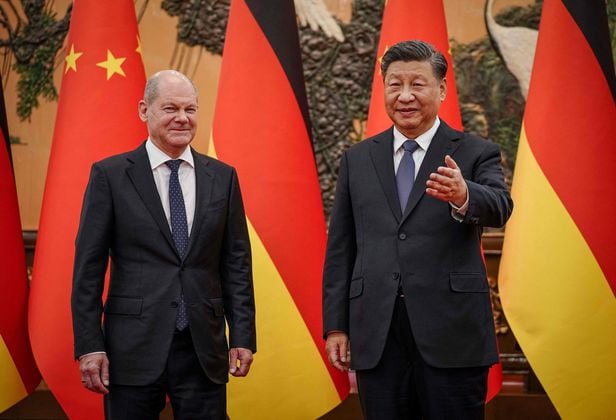 시진핑 중국 국가주석이 2022년 11월 4일 베이징 인민대회당에서 이날 중국을 공식 방문한 올라프 숄츠 독일 총리를 만났다. /AFP 연합