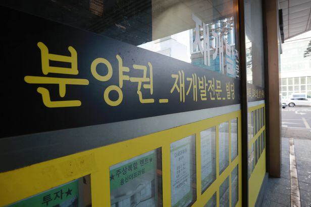지난달 24일 서울 시내 한 부동산중개업소에 붙은 분양권 안내문. / 연합뉴스