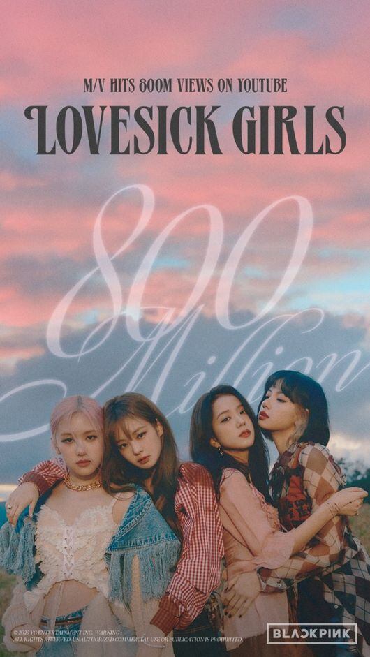 BLACKPINK's 'Lovesick Girls' Music Video Surpasses 800 Million Views on YouTube