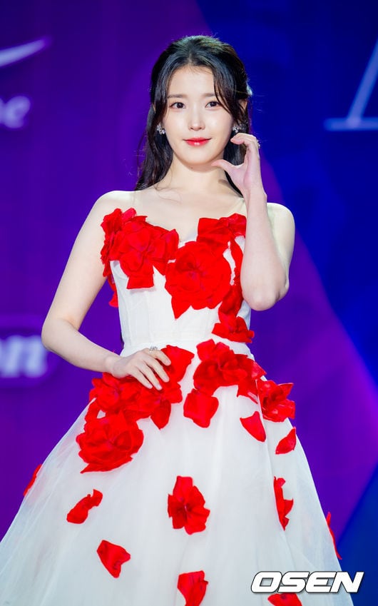iu red dress IU is stunning in her red gown on her recent Instagram post