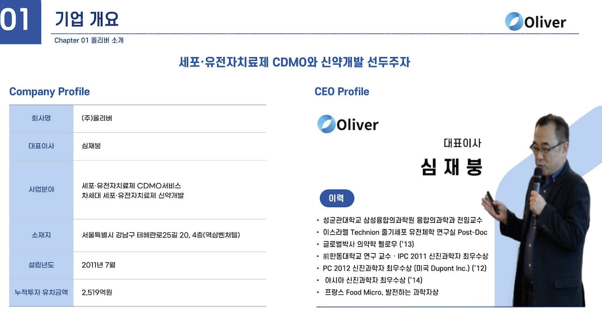 바이오기업 맞나? 올리버생명과학, 대표 허위 이력 내세워 투자자 모집... - 뉴스 썸네일 이미지